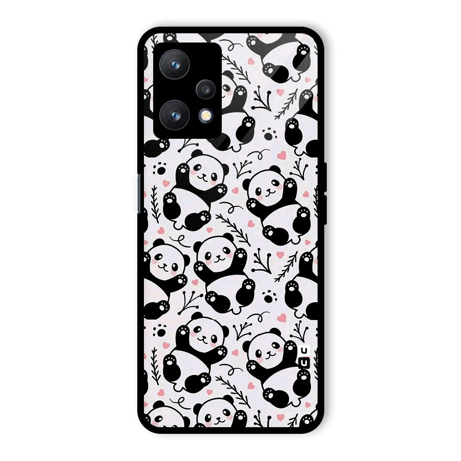 Cute Adorable Panda Pattern Glass Back Case for Realme 9 Pro 5G