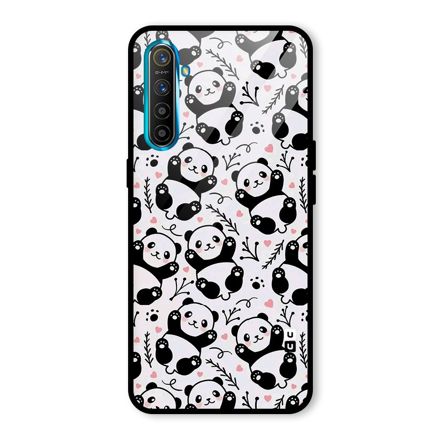 Cute Adorable Panda Pattern Glass Back Case for Realme XT