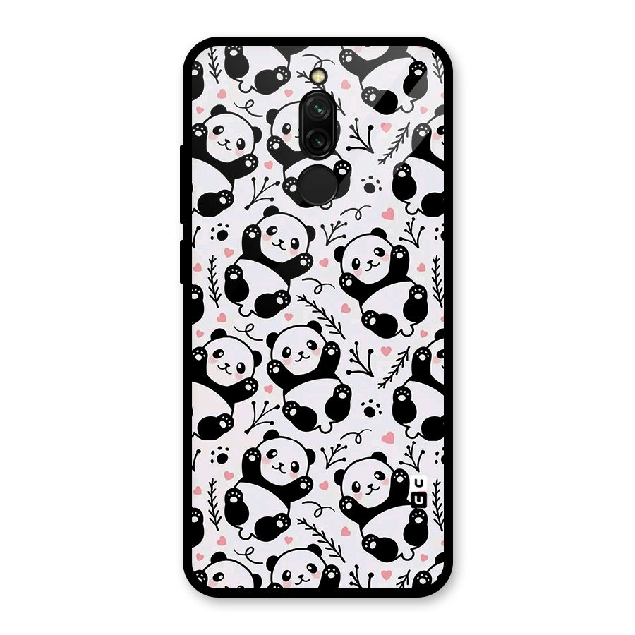 Cute Adorable Panda Pattern Glass Back Case for Redmi 8