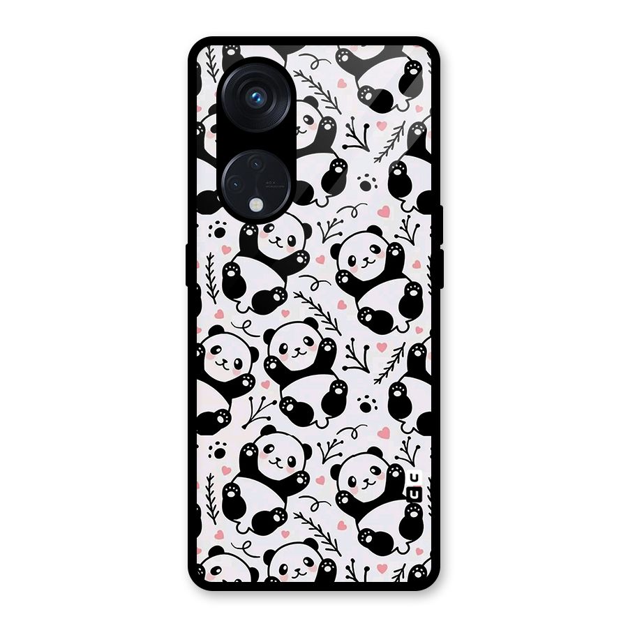 Cute Adorable Panda Pattern Glass Back Case for Reno8 T 5G