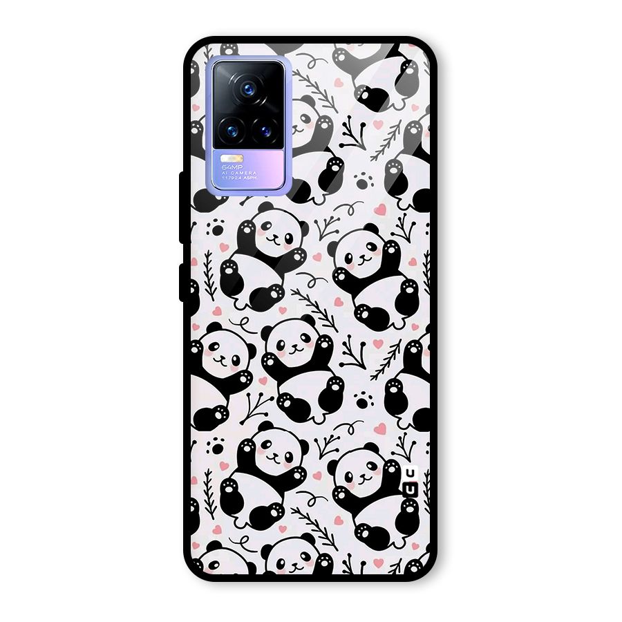 Cute Adorable Panda Pattern Glass Back Case for Vivo Y73
