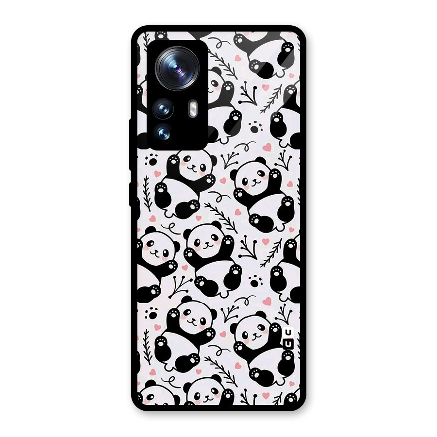 Cute Adorable Panda Pattern Glass Back Case for Xiaomi 12 Pro