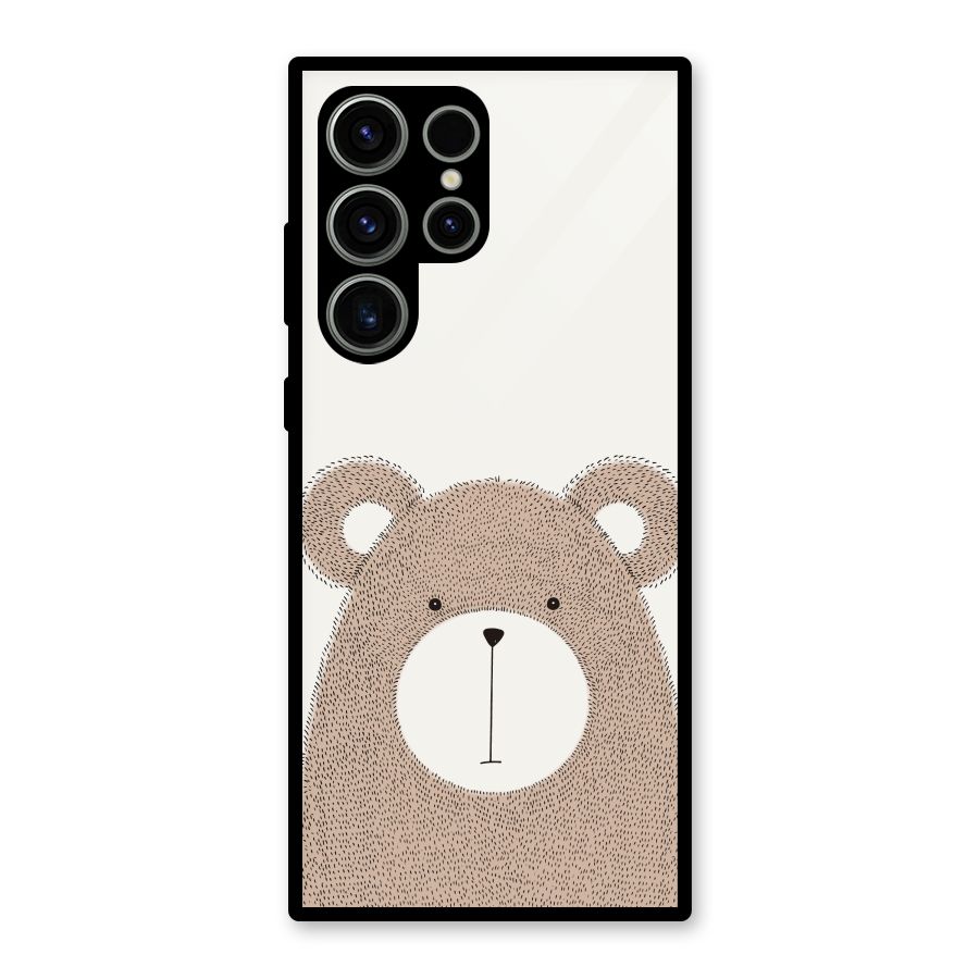 Cute Bear Glass Back Case for Galaxy S23 Ultra