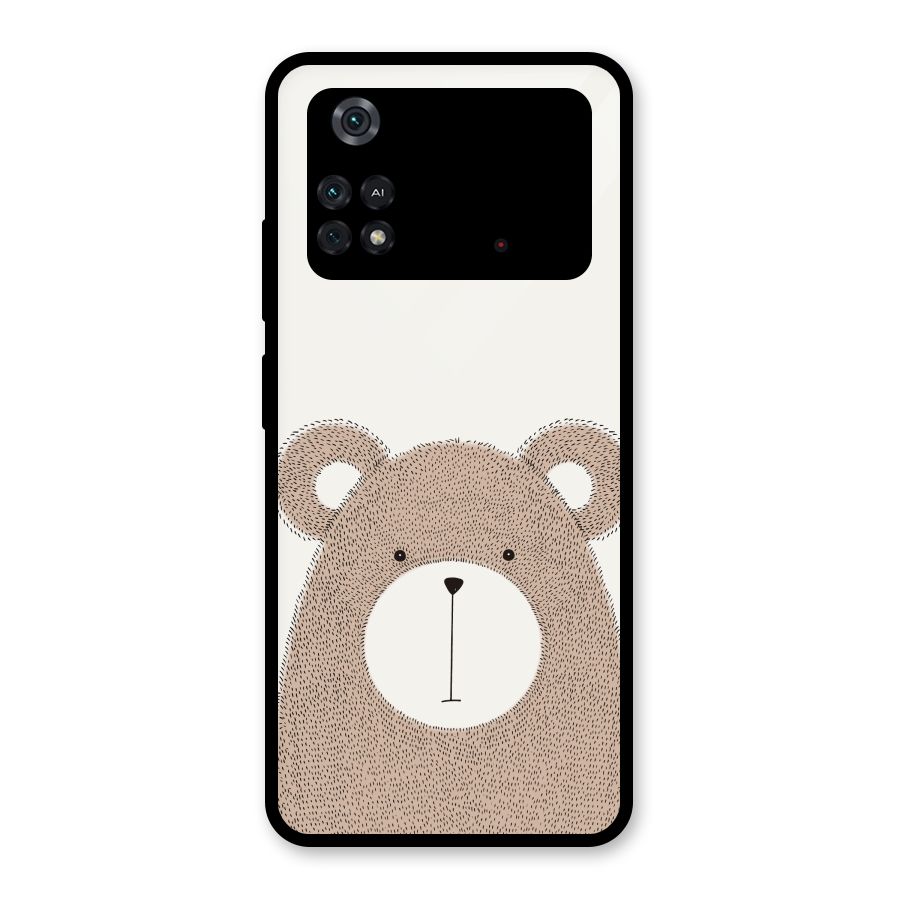 Cute Bear Glass Back Case for Poco M4 Pro 4G