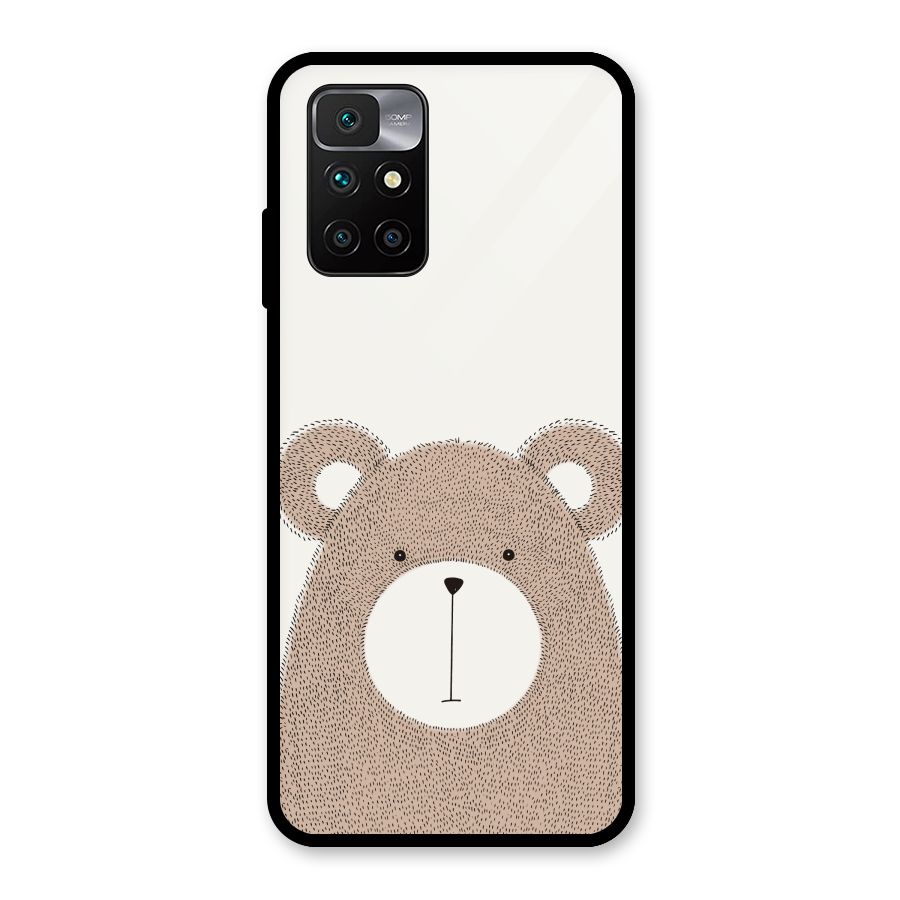 Cute Bear Glass Back Case for Redmi 10 Prime