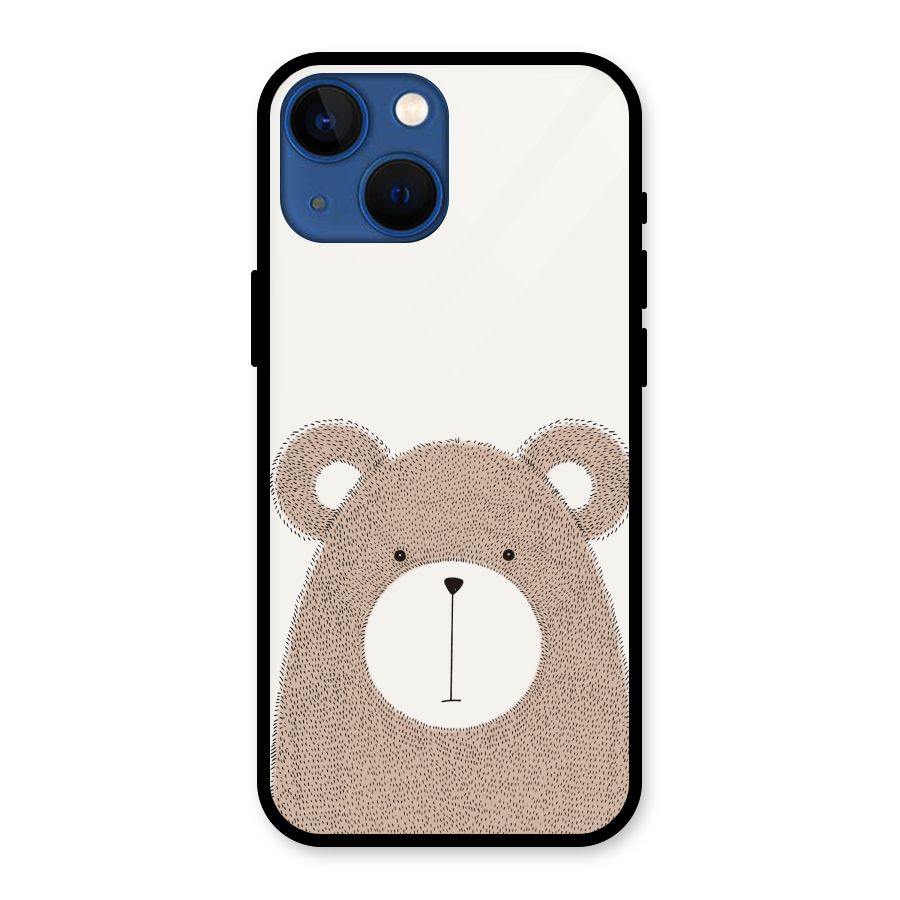 Cute Bear Glass Back Case for iPhone 13 Mini