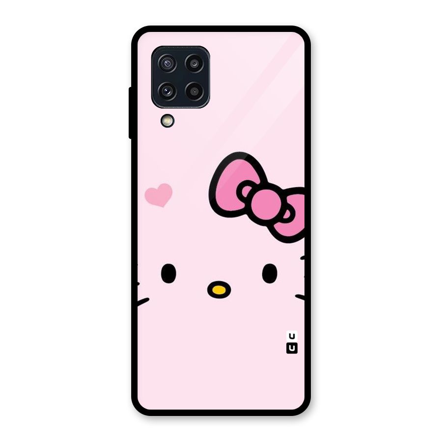 Cute Bow Face Glass Back Case for Galaxy M32
