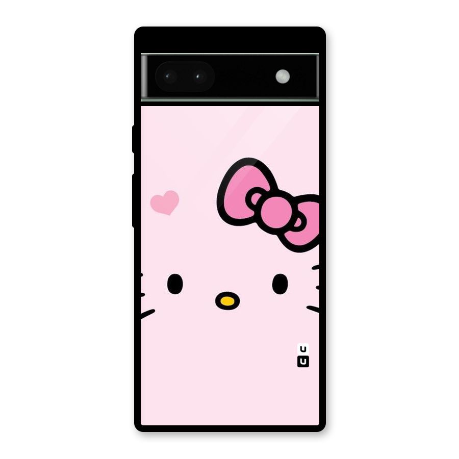 Cute Bow Face Glass Back Case for Google Pixel 6a