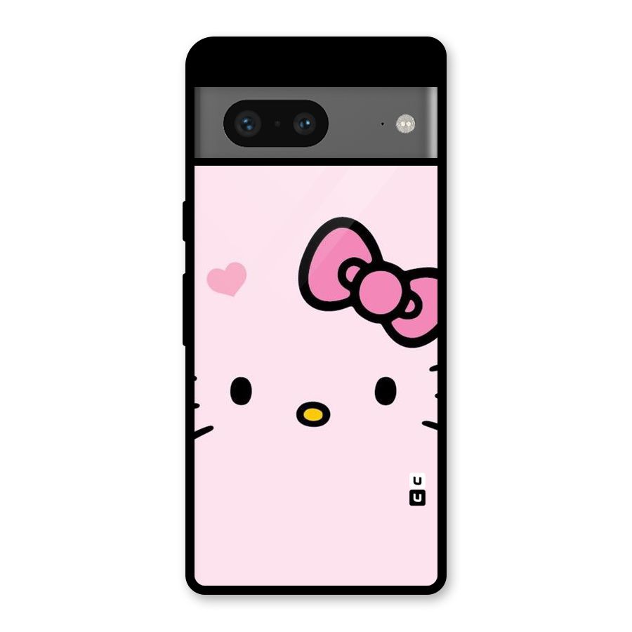 Cute Bow Face Glass Back Case for Google Pixel 7