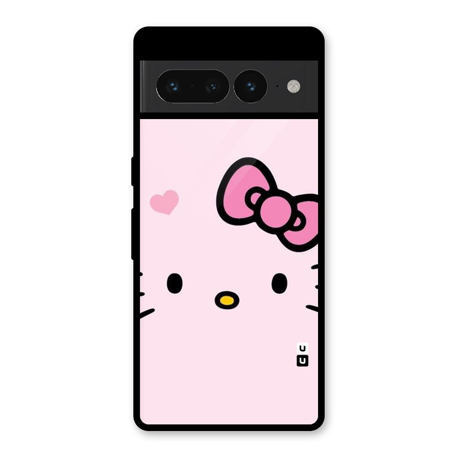 Cute Bow Face Glass Back Case for Google Pixel 7 Pro