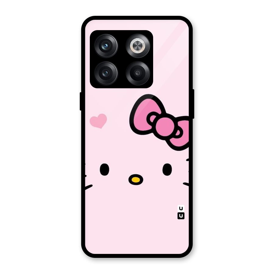 Cute Bow Face Glass Back Case for OnePlus 10T