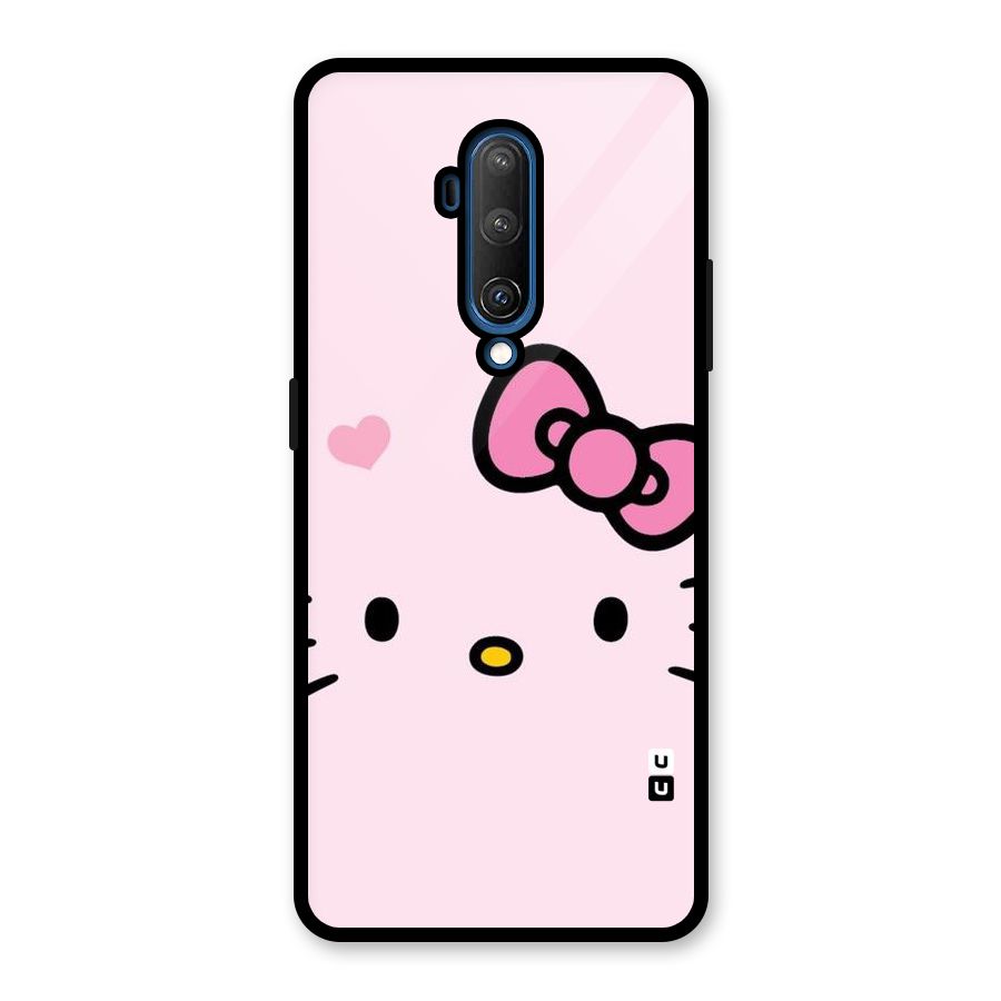 Cute Bow Face Glass Back Case for OnePlus 7T Pro