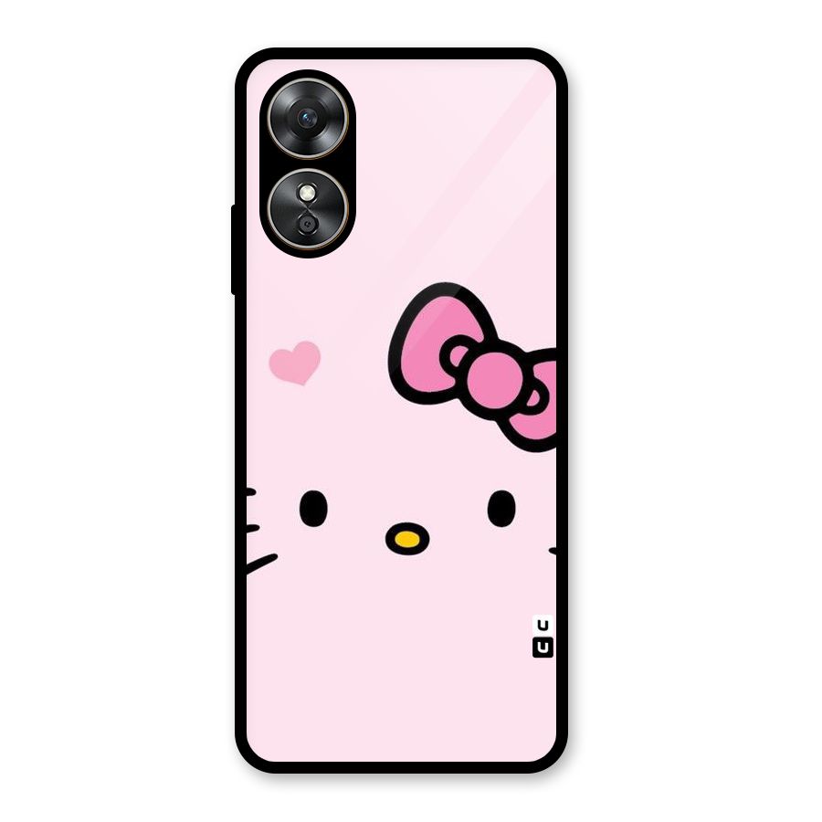 Cute Bow Face Glass Back Case for Oppo A17