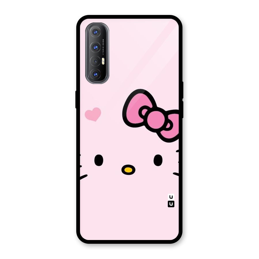 Cute Bow Face Glass Back Case for Oppo Reno3 Pro