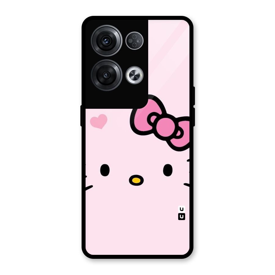 Cute Bow Face Glass Back Case for Oppo Reno8 Pro 5G