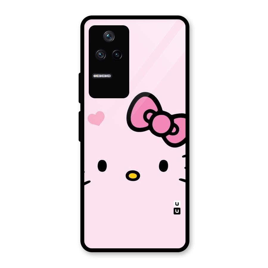 Cute Bow Face Glass Back Case for Poco F4 5G