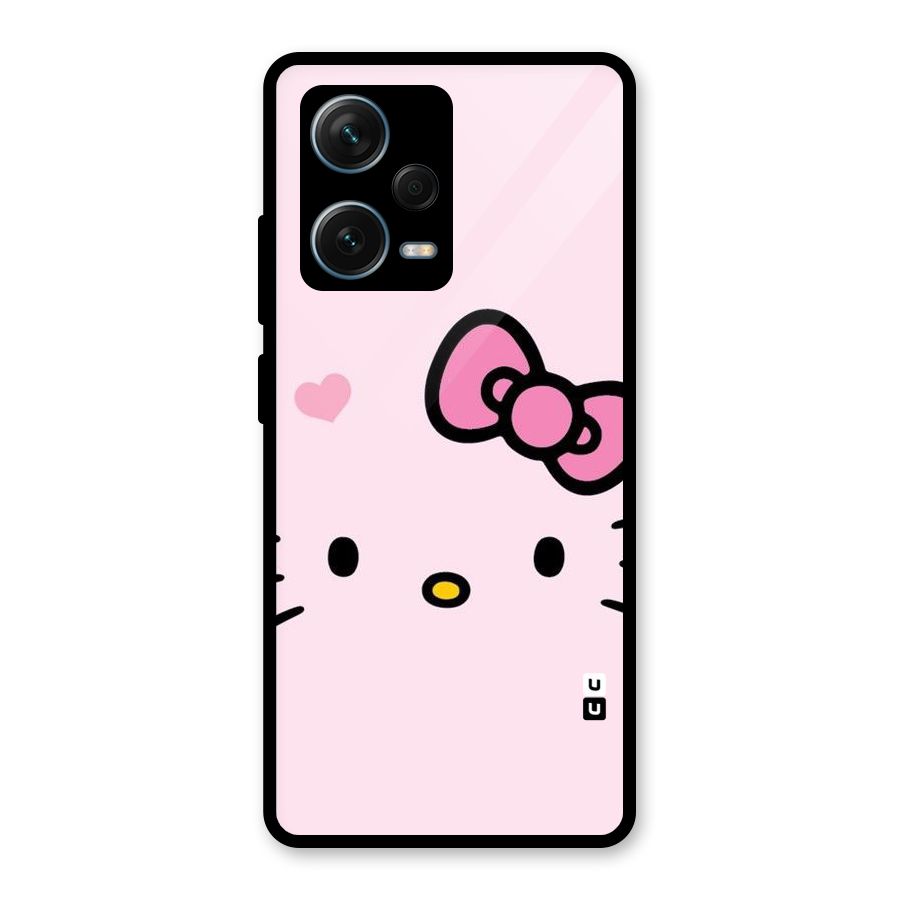 Cute Bow Face Glass Back Case for Redmi Note 12 Pro Plus 5G