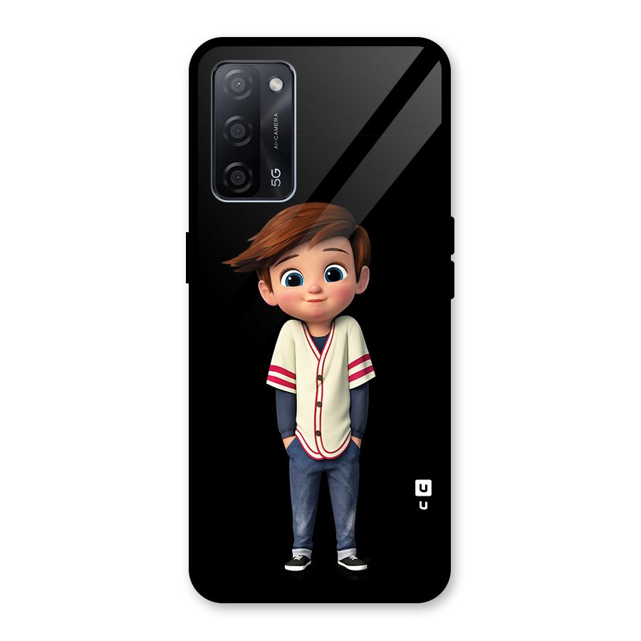 Cute Boy Tim Glass Back Case for Oppo A53s 5G