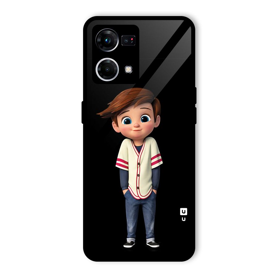 Cute Boy Tim Glass Back Case for Oppo F21 Pro 5G