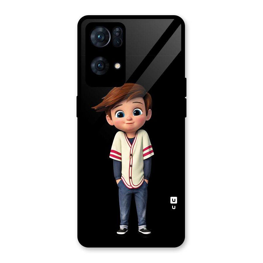 Cute Boy Tim Glass Back Case for Oppo Reno7 Pro 5G