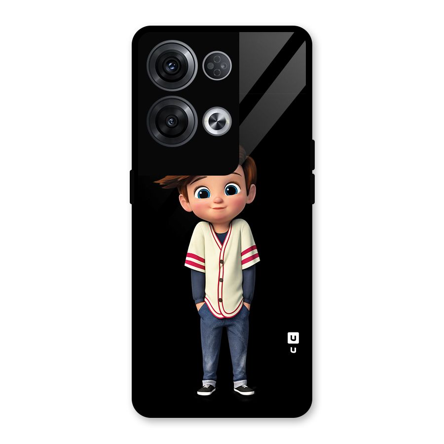 Cute Boy Tim Glass Back Case for Oppo Reno8 Pro 5G