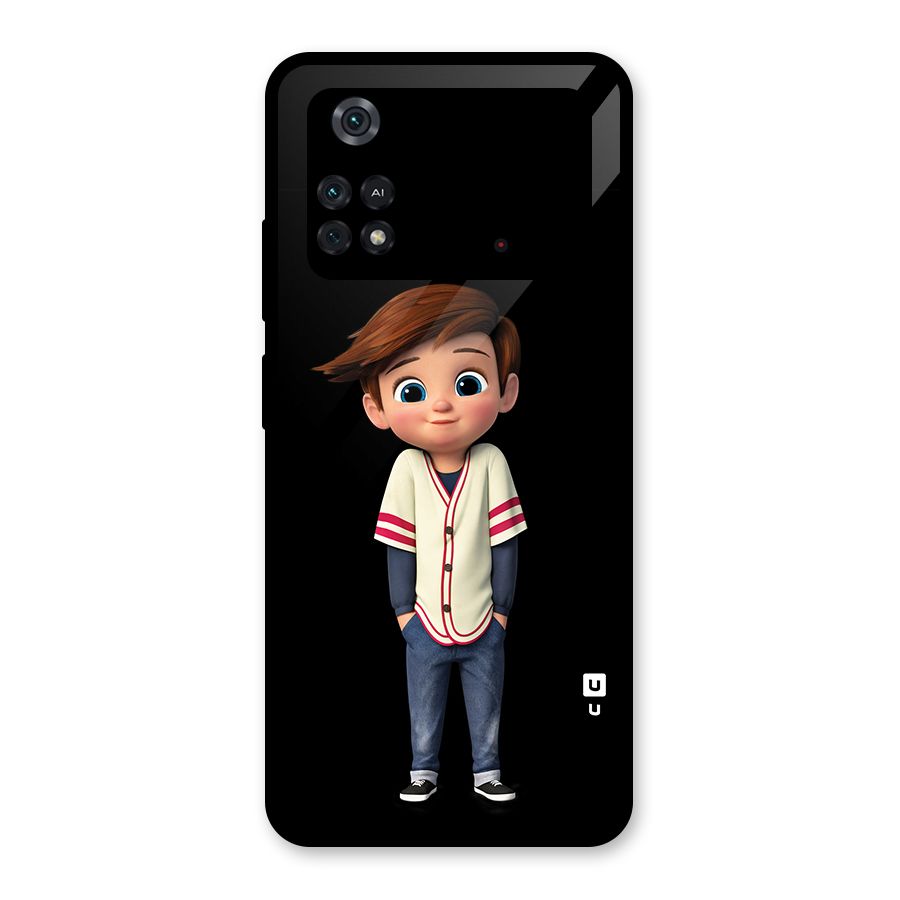 Cute Boy Tim Glass Back Case for Poco M4 Pro 4G