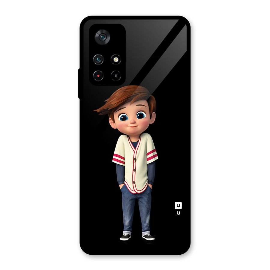 Cute Boy Tim Glass Back Case for Poco M4 Pro 5G