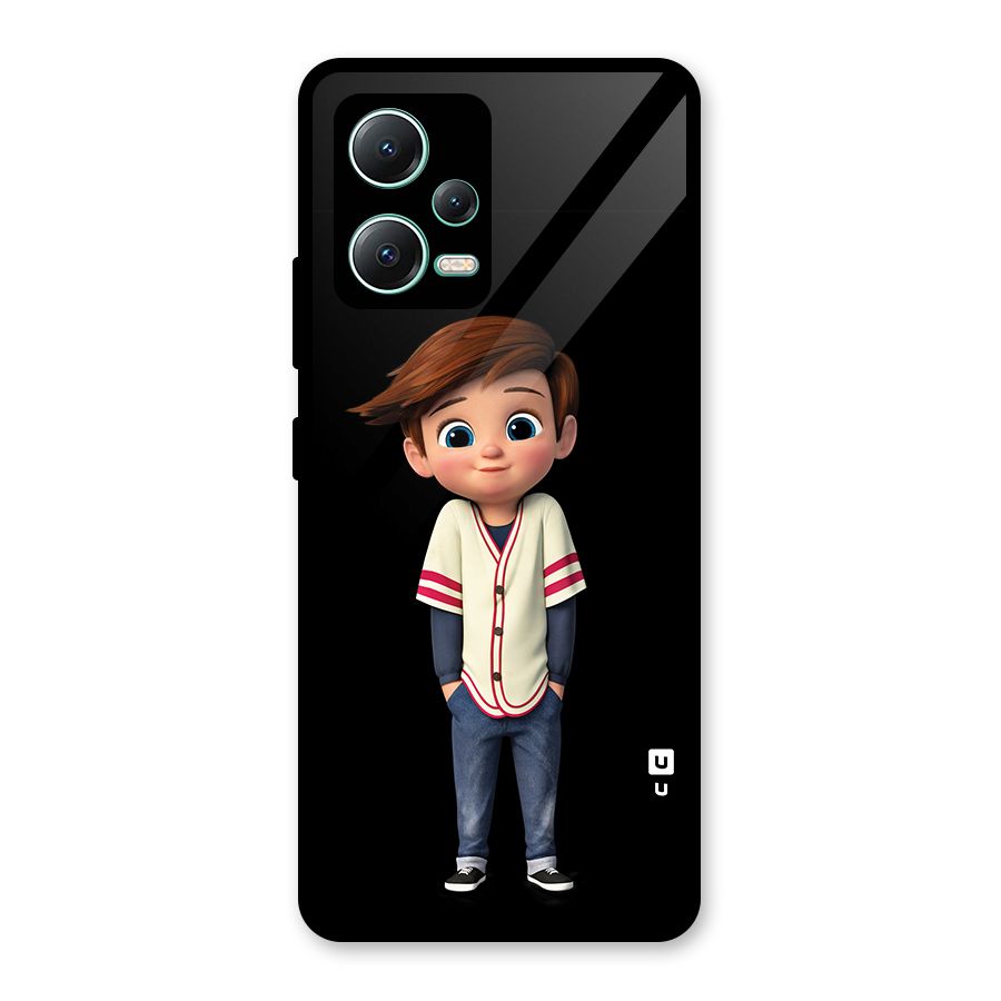 Cute Boy Tim Glass Back Case for Redmi Note 12 5G