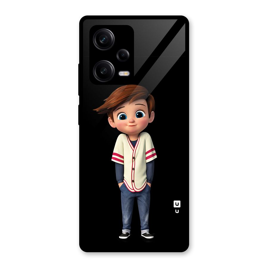 Cute Boy Tim Glass Back Case for Redmi Note 12 Pro