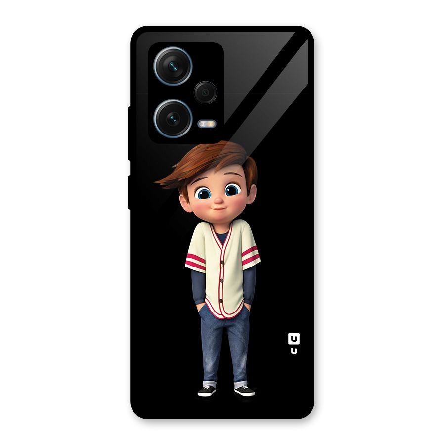 Cute Boy Tim Glass Back Case for Redmi Note 12 Pro Plus 5G