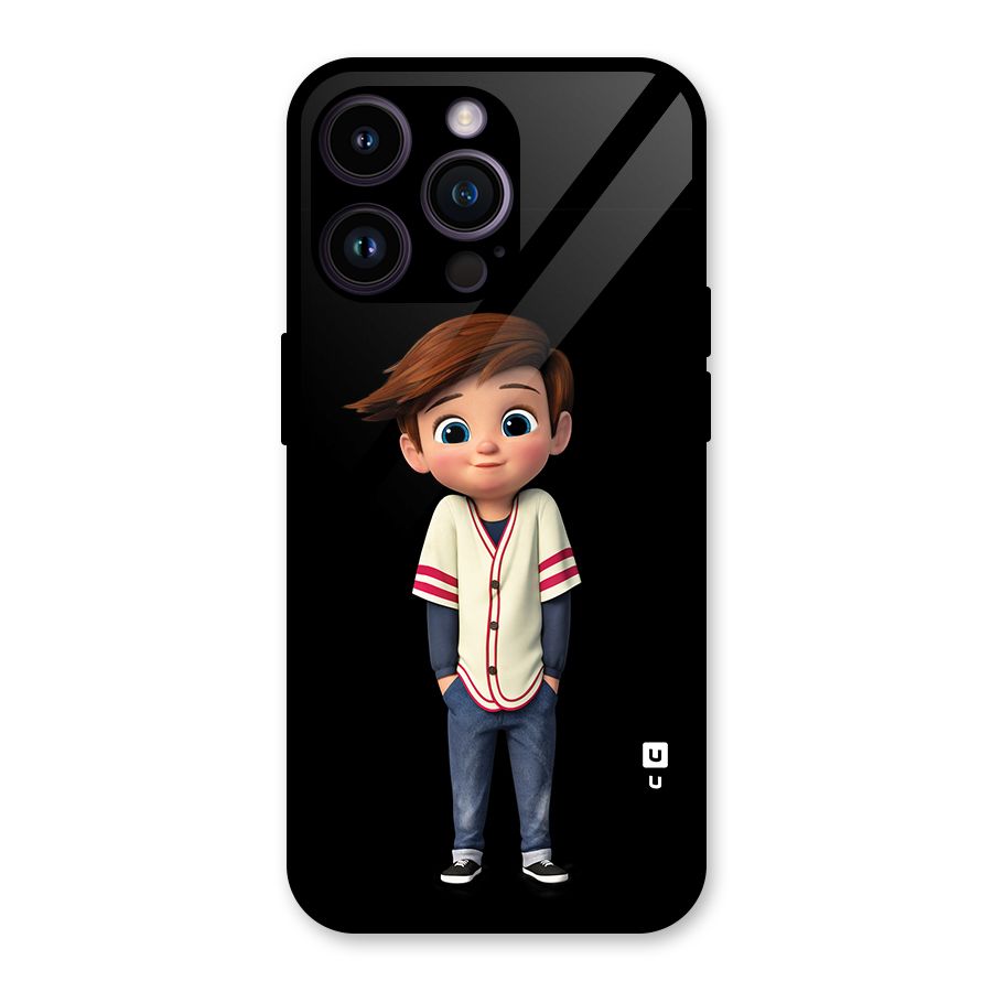 Cute Boy Tim Glass Back Case for iPhone 14 Pro Max
