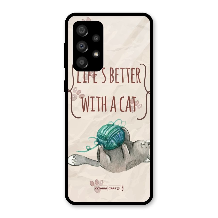 Cute Cat Glass Back Case for Galaxy A32
