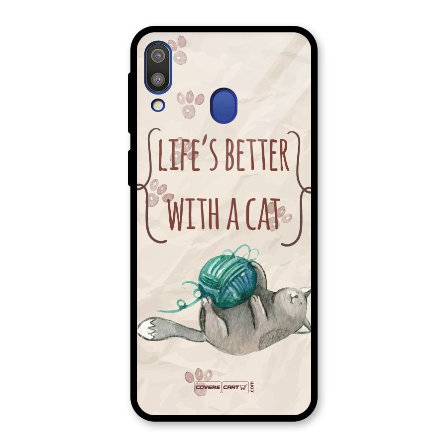 Cute Cat Glass Back Case for Galaxy M20