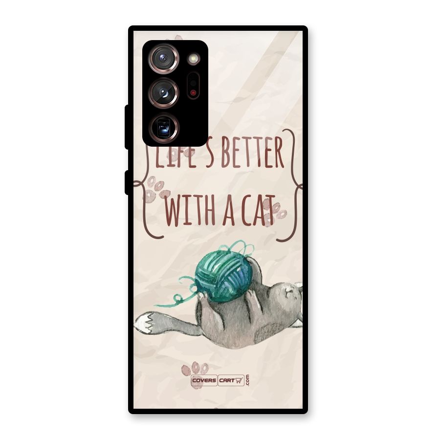 Cute Cat Glass Back Case for Galaxy Note 20 Ultra 5G