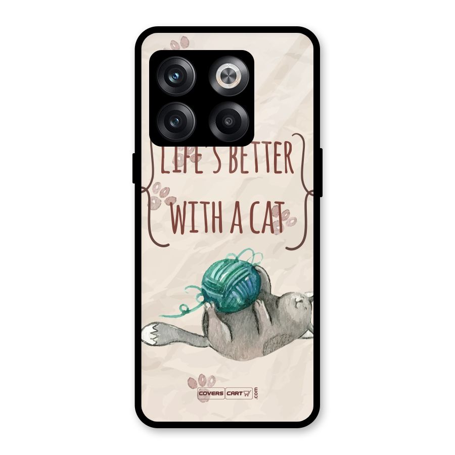 Cute Cat Glass Back Case for OnePlus 10T