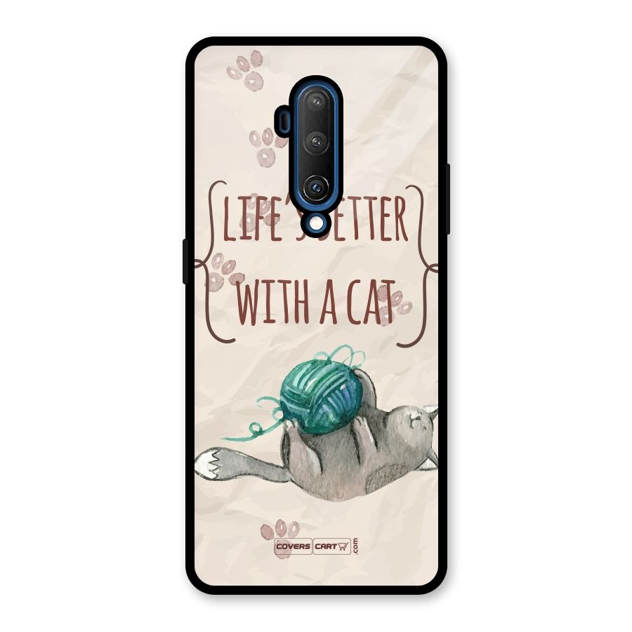 Cute Cat Glass Back Case for OnePlus 7T Pro
