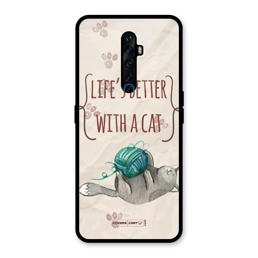 Cute Cat Glass Back Case for Oppo Reno2 F
