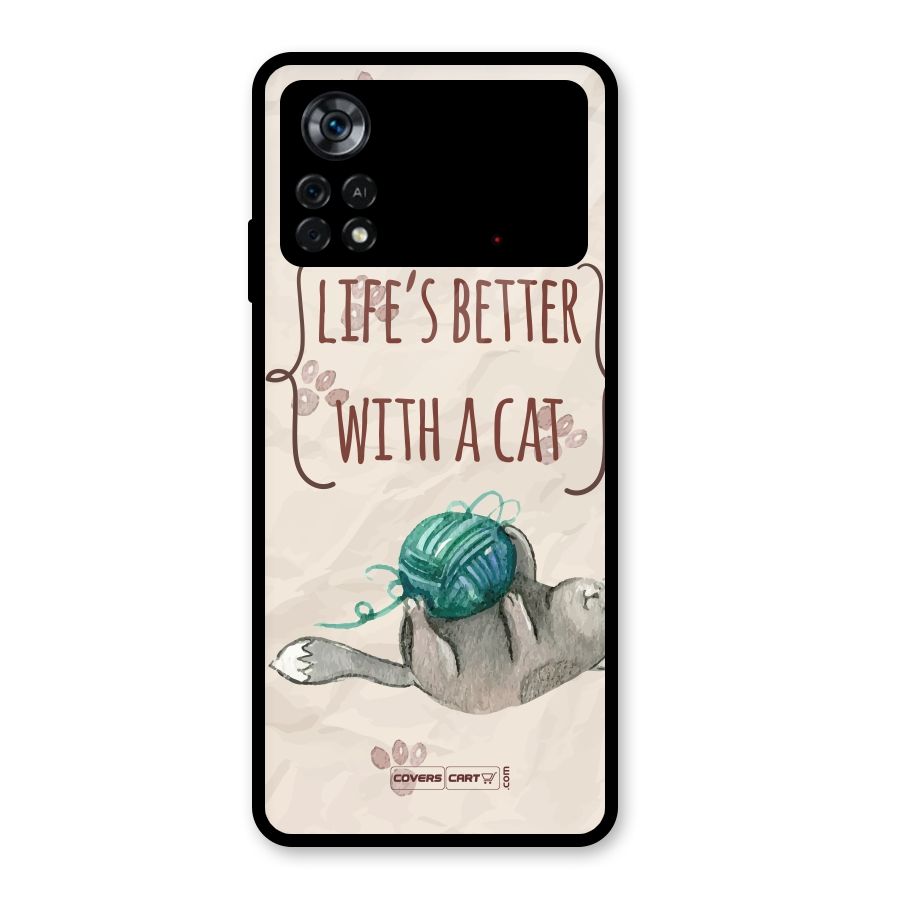 Cute Cat Glass Back Case for Poco X4 Pro 5G