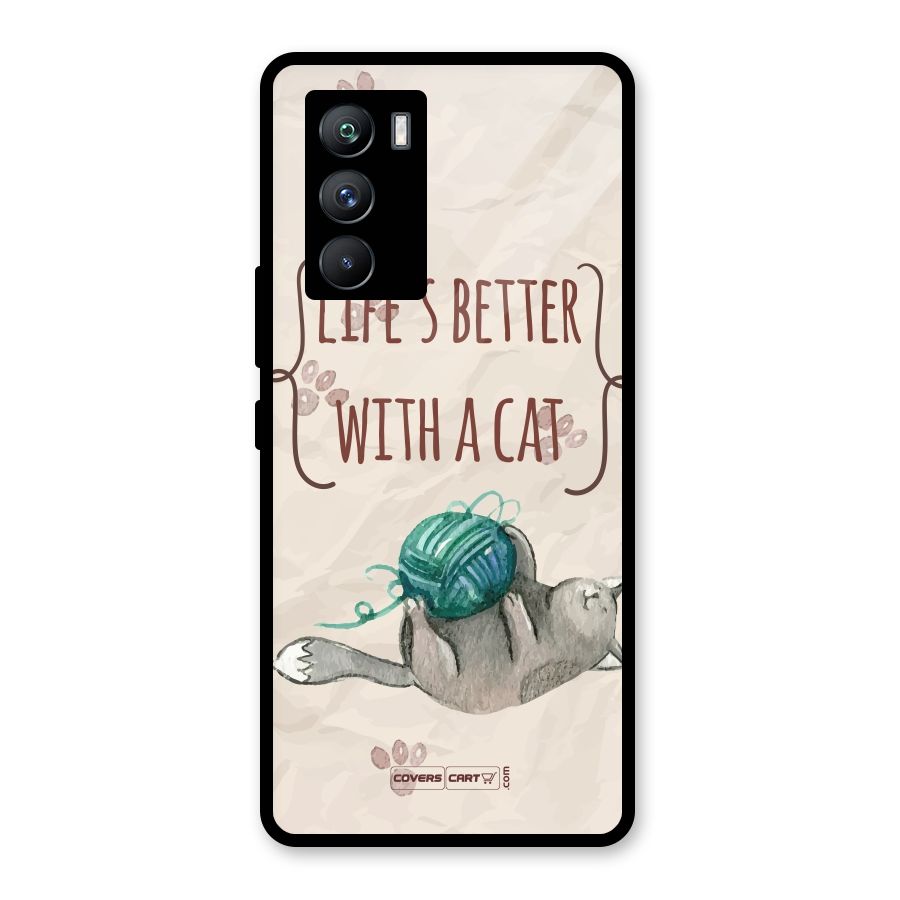 Cute Cat Glass Back Case for Vivo iQOO 9 SE