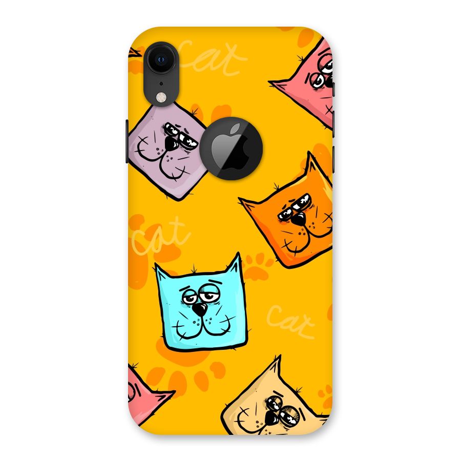 Cute Cat Pattern Back Case for iPhone XR Logo Cut