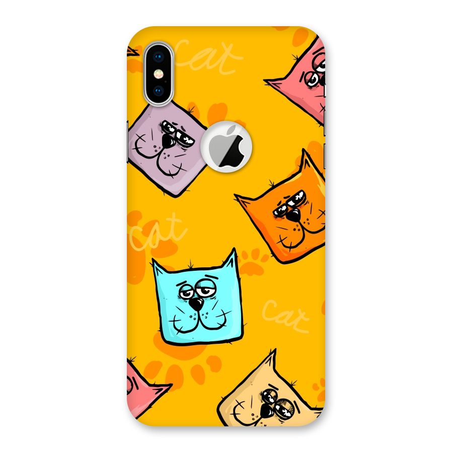 Cute Cat Pattern Back Case for iPhone X Logo Cut