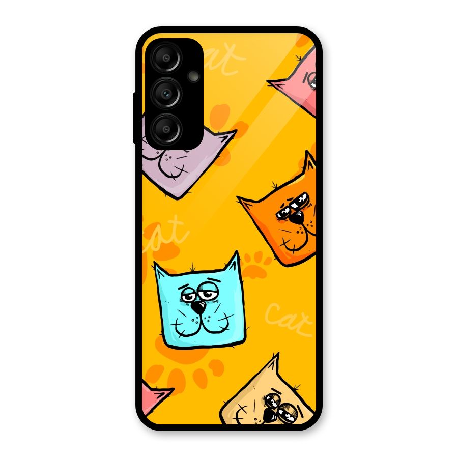 Cute Cat Pattern Glass Back Case for Galaxy A14 5G