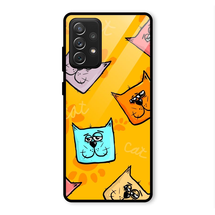 Cute Cat Pattern Glass Back Case for Galaxy A72