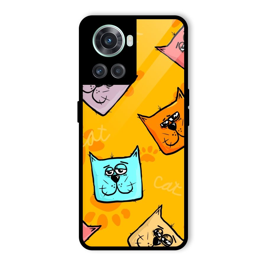 Cute Cat Pattern Glass Back Case for OnePlus 10R