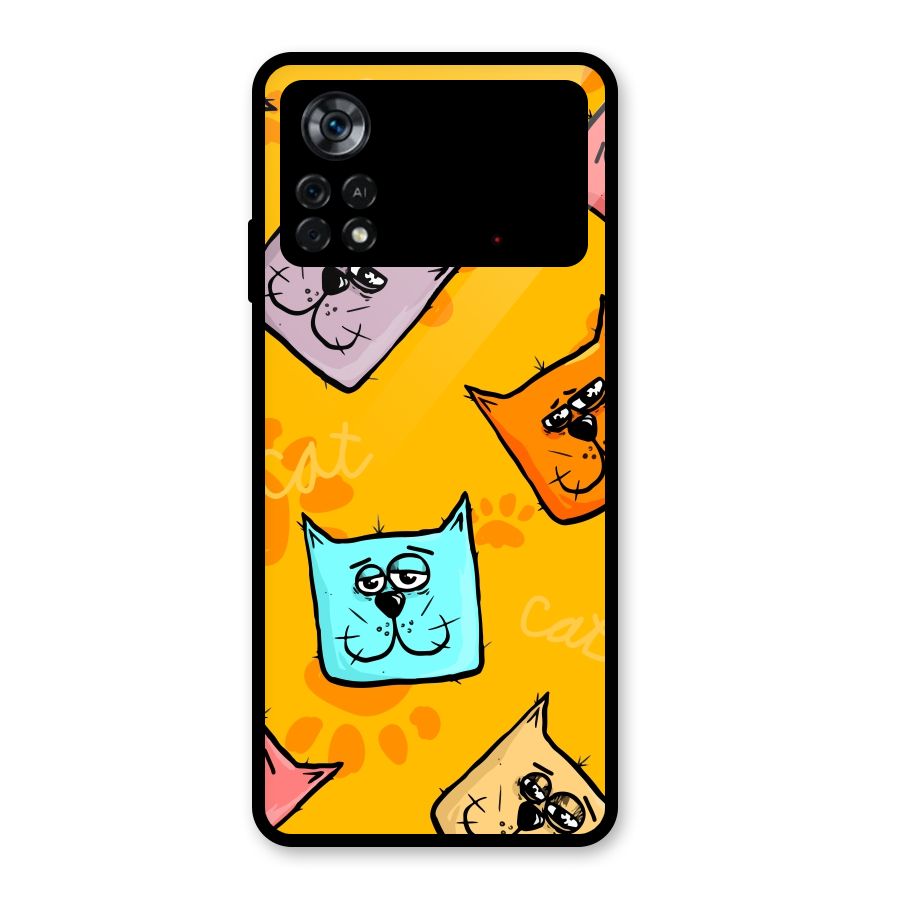 Cute Cat Pattern Glass Back Case for Poco X4 Pro 5G