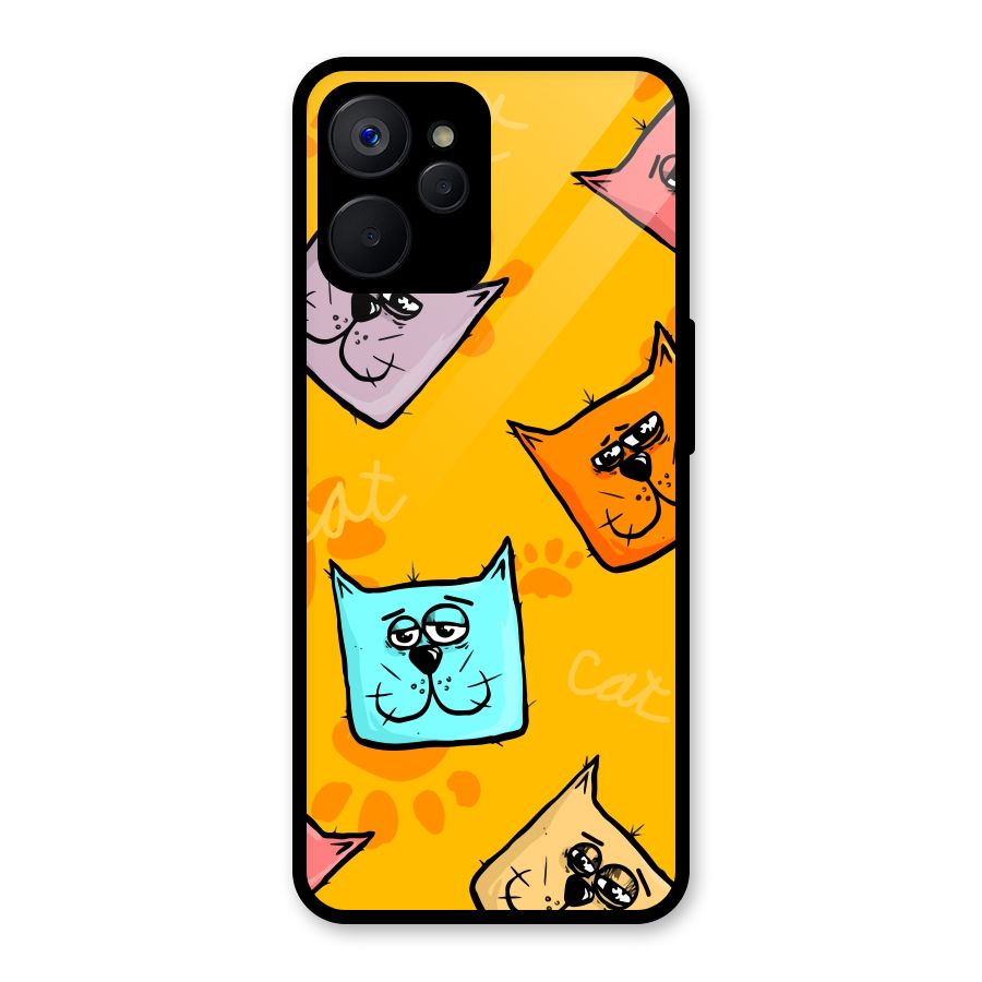 Cute Cat Pattern Glass Back Case for Realme 9i 5G