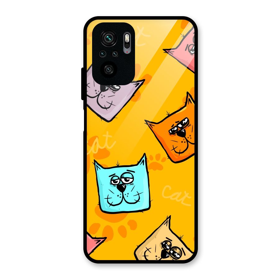 Cute Cat Pattern Glass Back Case for Redmi Note 10S
