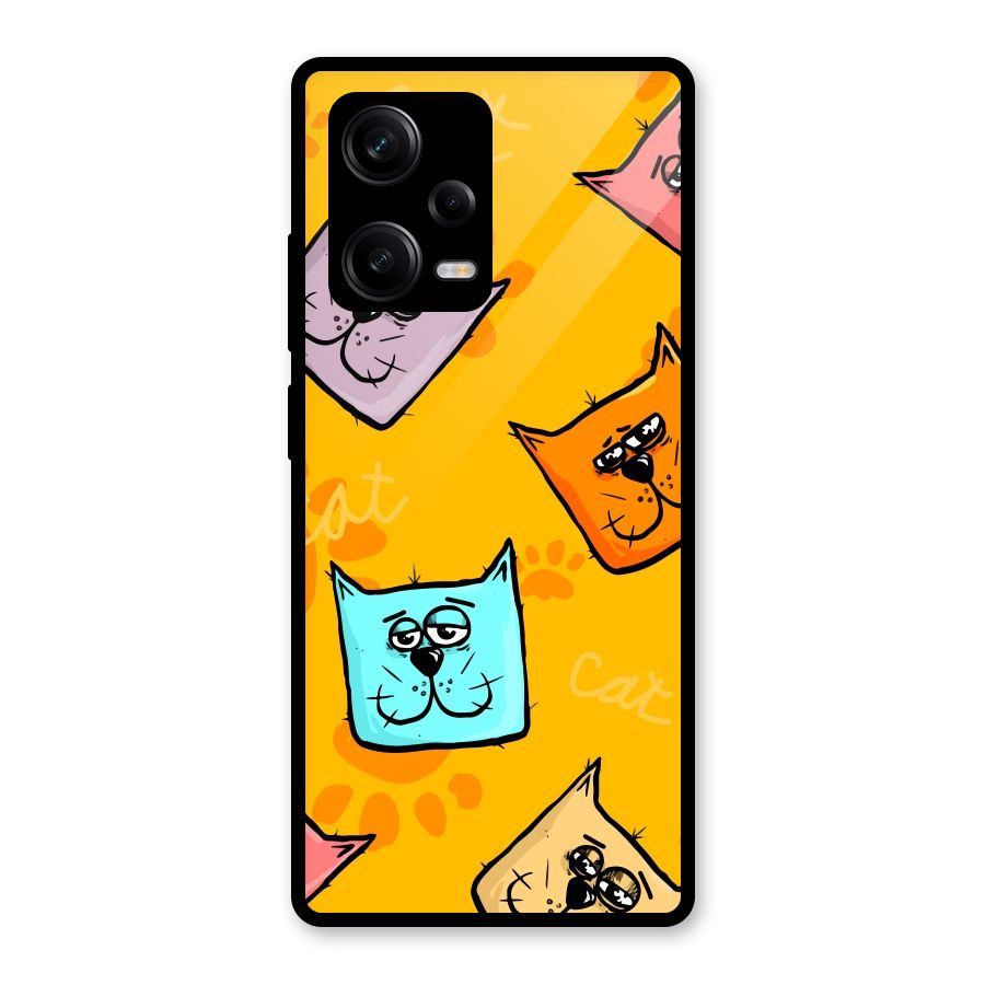 Cute Cat Pattern Glass Back Case for Redmi Note 12 Pro