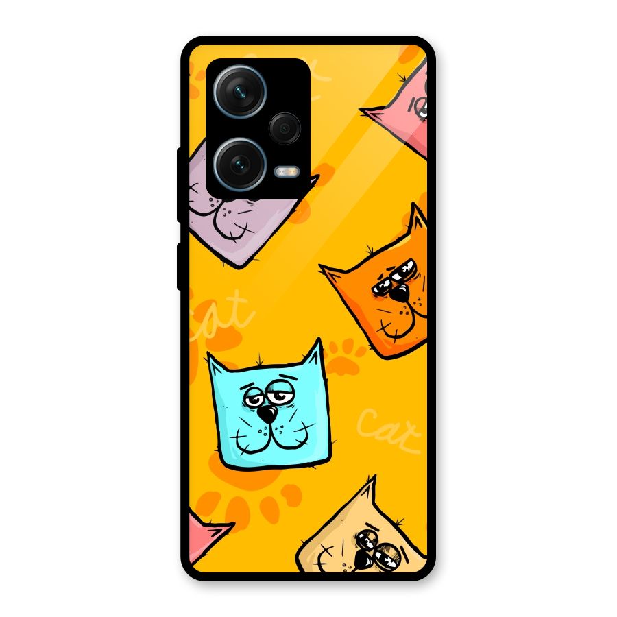 Cute Cat Pattern Glass Back Case for Redmi Note 12 Pro Plus 5G