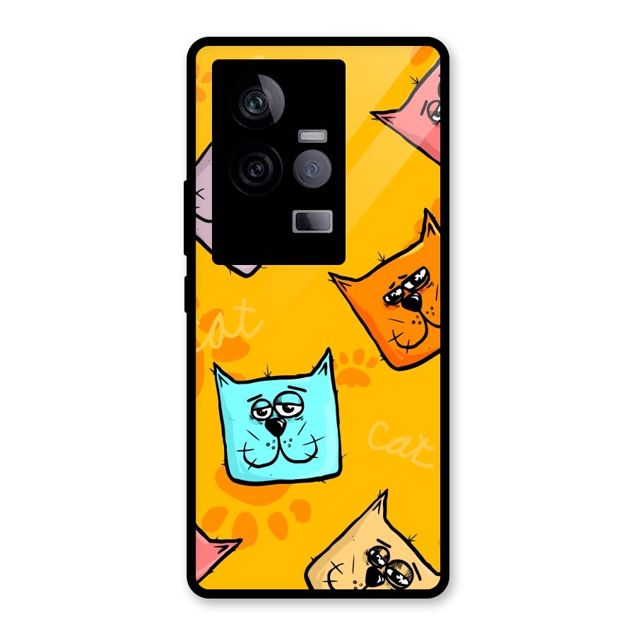 Cute Cat Pattern Glass Back Case for Vivo iQOO 11 5G